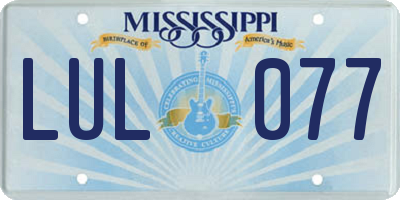 MS license plate LUL077
