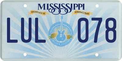 MS license plate LUL078