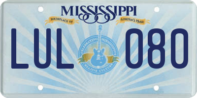 MS license plate LUL080