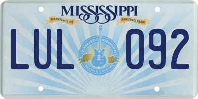 MS license plate LUL092