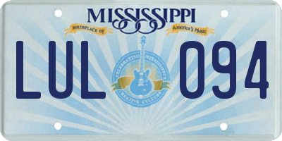 MS license plate LUL094