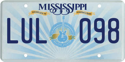 MS license plate LUL098