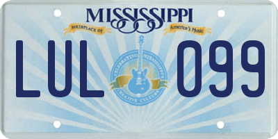 MS license plate LUL099