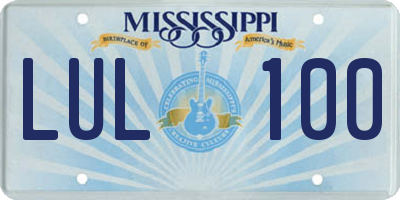 MS license plate LUL100