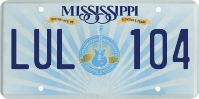 MS license plate LUL104