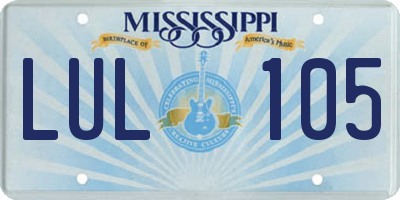 MS license plate LUL105
