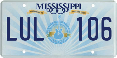 MS license plate LUL106