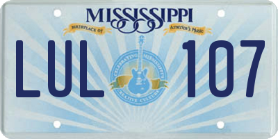 MS license plate LUL107