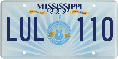 MS license plate LUL110