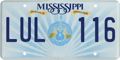 MS license plate LUL116