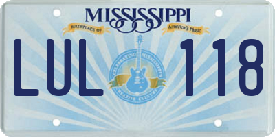 MS license plate LUL118