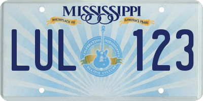 MS license plate LUL123