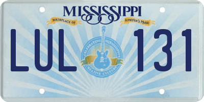 MS license plate LUL131