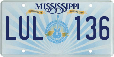 MS license plate LUL136