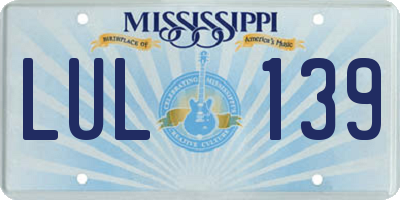 MS license plate LUL139