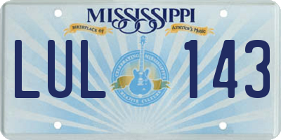 MS license plate LUL143