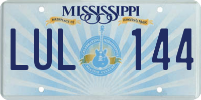 MS license plate LUL144