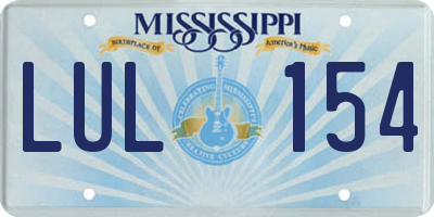 MS license plate LUL154