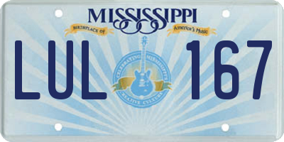 MS license plate LUL167