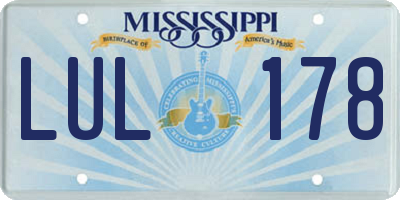 MS license plate LUL178