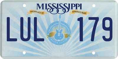 MS license plate LUL179