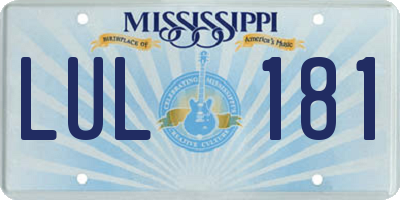 MS license plate LUL181