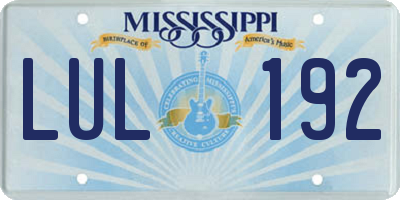 MS license plate LUL192