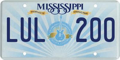MS license plate LUL200