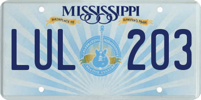 MS license plate LUL203