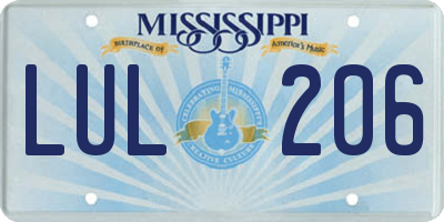 MS license plate LUL206