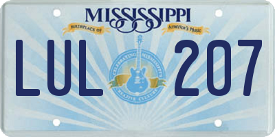 MS license plate LUL207