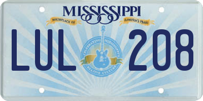 MS license plate LUL208