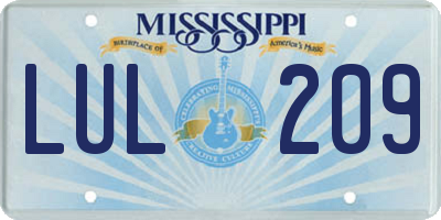MS license plate LUL209