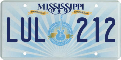 MS license plate LUL212