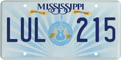 MS license plate LUL215