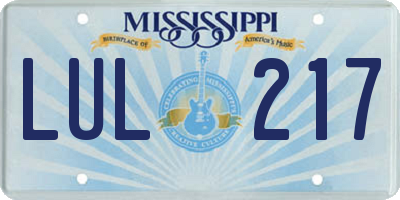 MS license plate LUL217