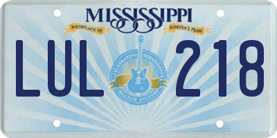 MS license plate LUL218