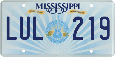 MS license plate LUL219