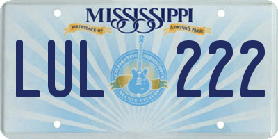 MS license plate LUL222