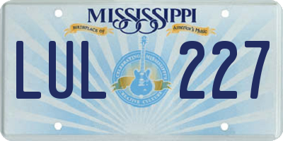 MS license plate LUL227