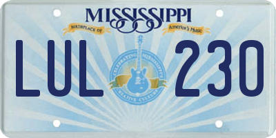 MS license plate LUL230
