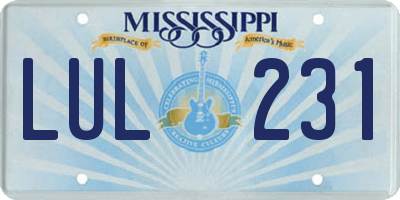 MS license plate LUL231