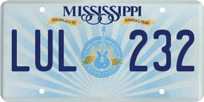 MS license plate LUL232