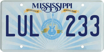 MS license plate LUL233