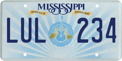 MS license plate LUL234
