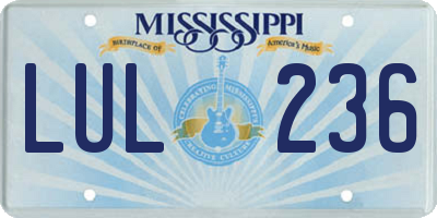 MS license plate LUL236