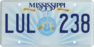 MS license plate LUL238