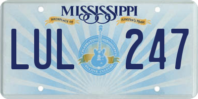 MS license plate LUL247