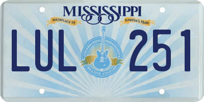 MS license plate LUL251