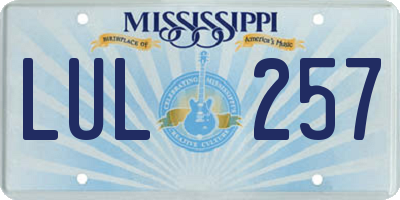 MS license plate LUL257